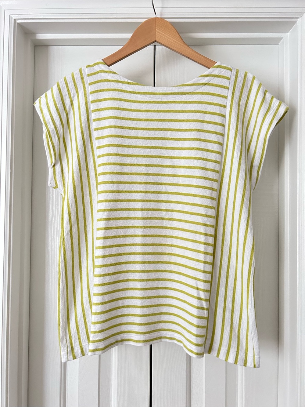 J. Jill White and Green Striped Short Sleeve Tee